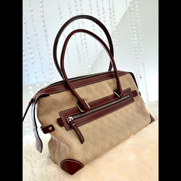 NWOT Dooney & Bourke Taupe Leather Double Pocket Tote Satchel Bag Hp65c - Picture 6 of 10